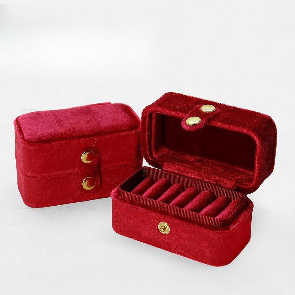 Multi Slot Velvet Ring Earring Jewelry Box Multiple Colors