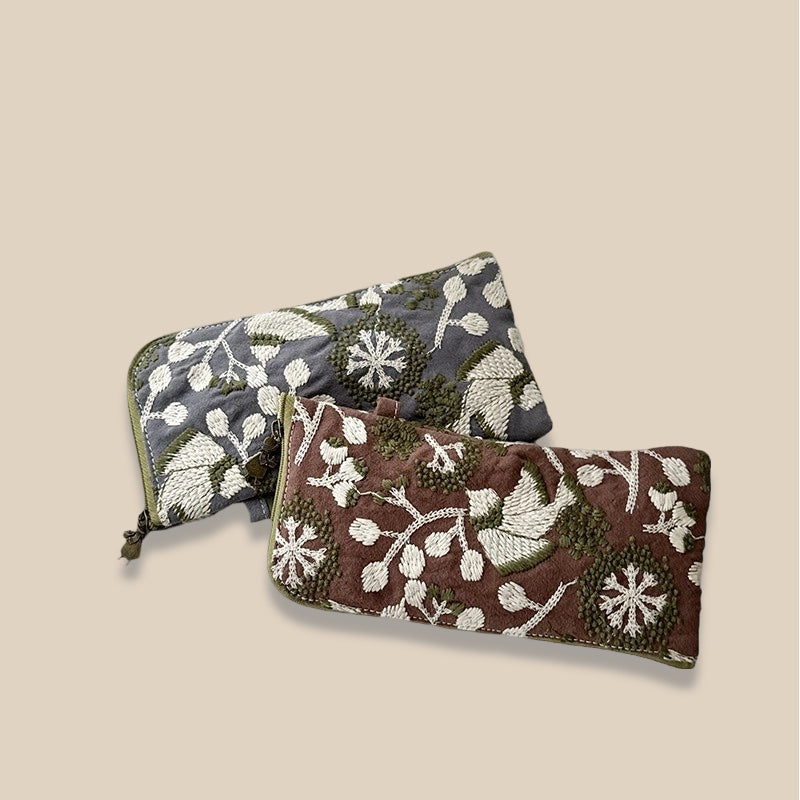 Cotton Linen Cosmetic Makeup Pouch Embroidery