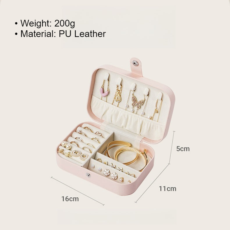 Travel Portable Simple PU Leather Jewelry Box
