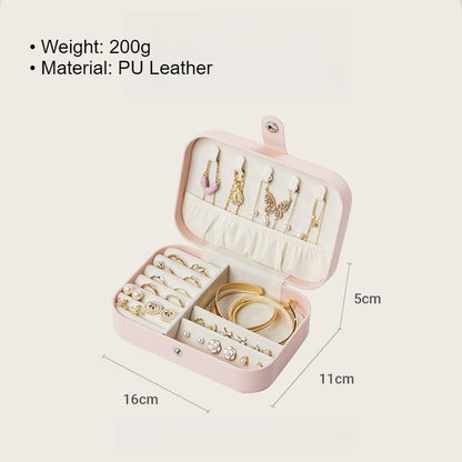 Travel Portable Simple PU Leather Jewelry Box