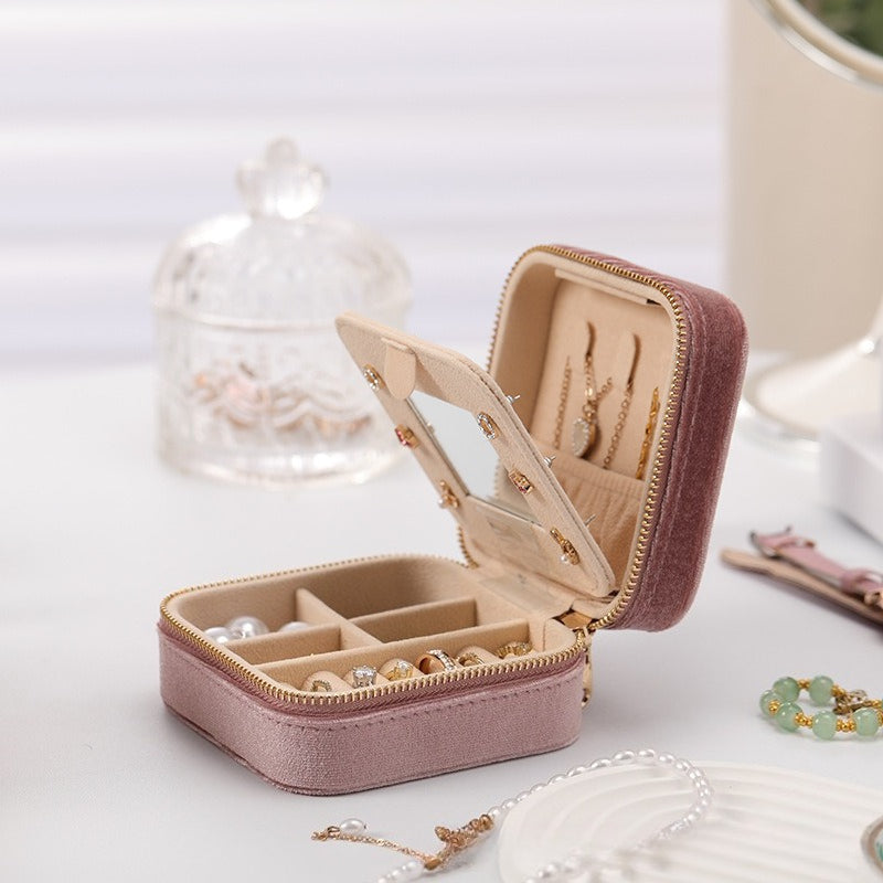 Multi Grid Diamond Velvet Jewelry Organizer Box