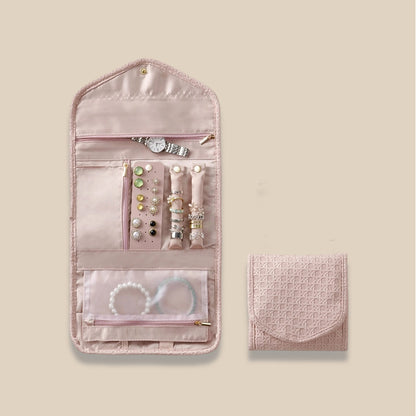 Portable Leather Foldable Travel Jewelry Pouch Multiple Colors