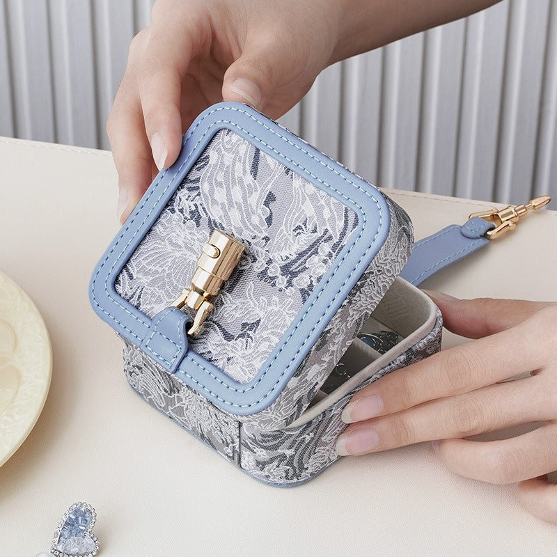 Vintage Portable Jewelry Box For Earrings Rings Multiple Colors