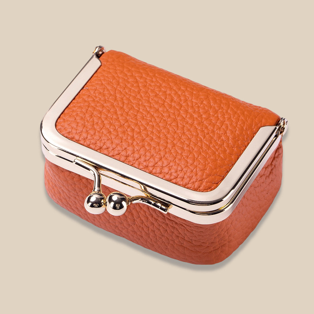 Genuine Leather Mini Frame Coin Jewelry Purse