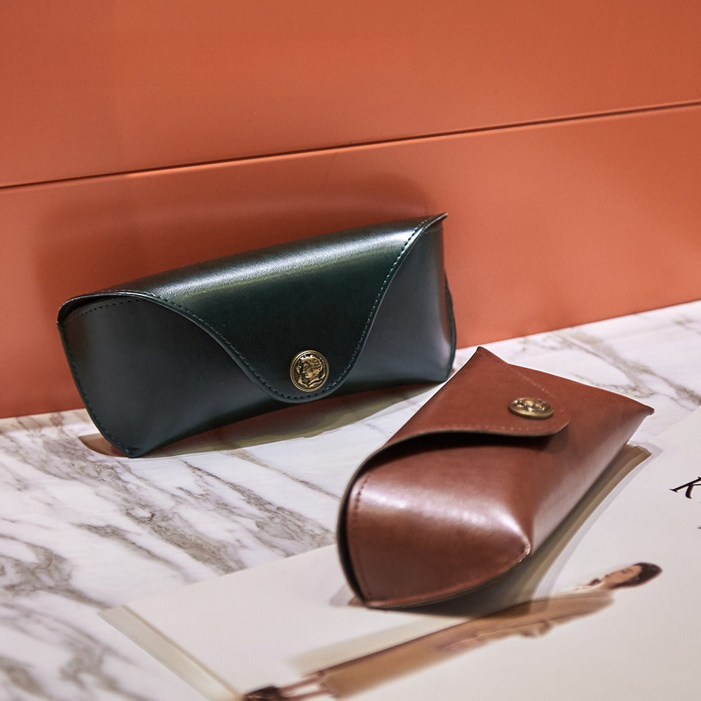 Handmade Retro PU Crush Resistant Portable Sunglasses Case