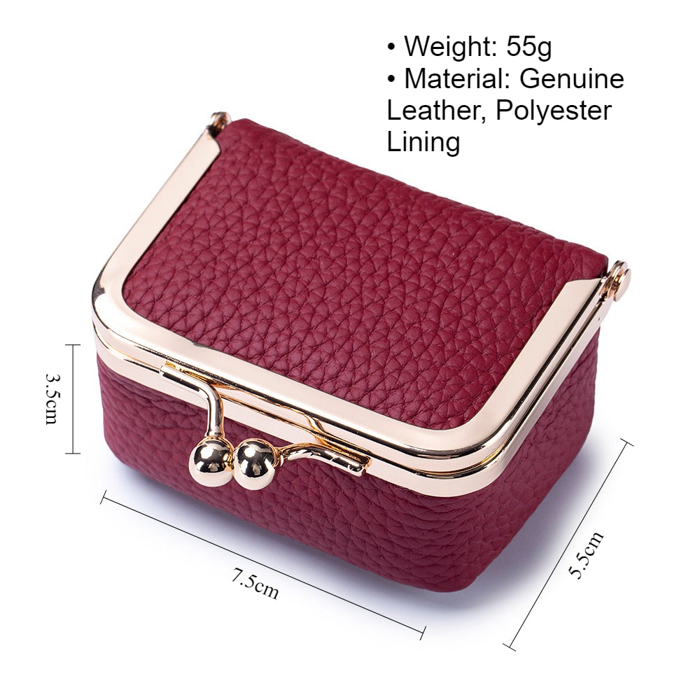 Genuine Leather Mini Frame Coin Jewelry Purse