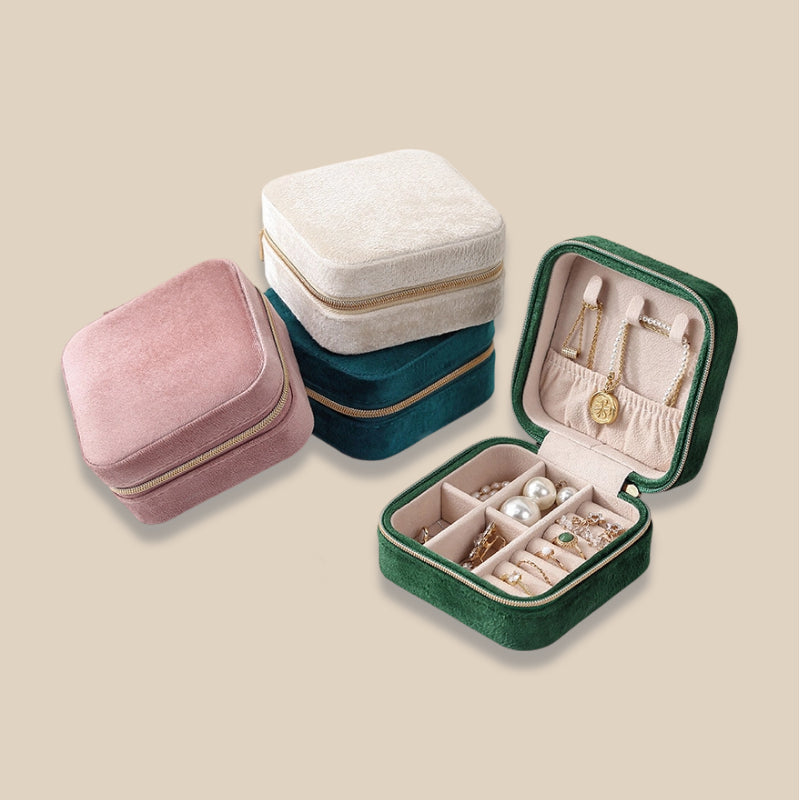 Soft Velvet Jewelry Storage Box Portable Multiple Colors