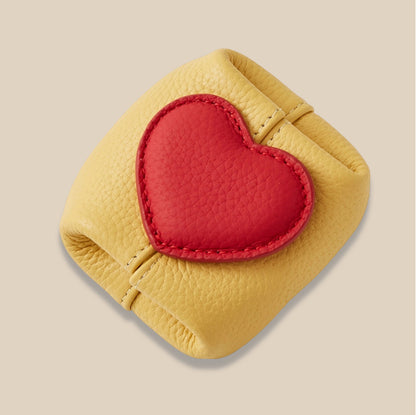 Genuine Leather Two Tone Heart Coin Purse Portable