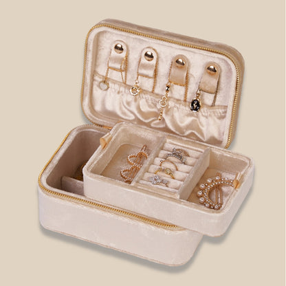 Velvet Jewelry Organizer Box Earring Ring Storage