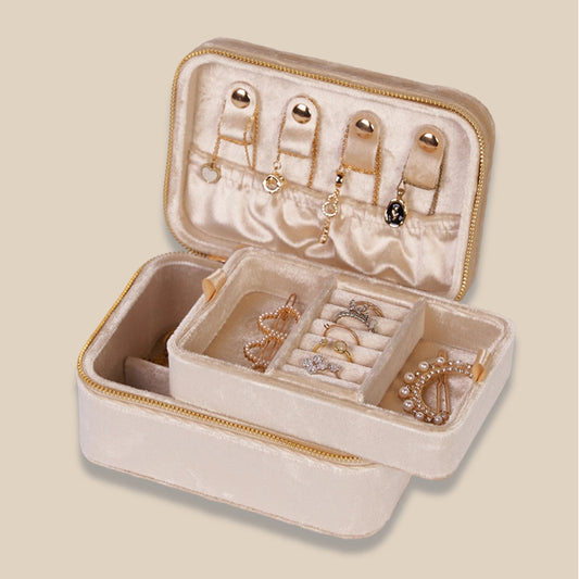 Velvet Jewelry Organizer Box Earring Ring Storage