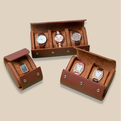 Pebble Grain PU Multi Slot Travel Watch Case