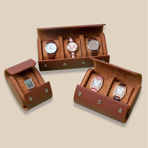 Pebble Grain PU Multi Slot Travel Watch Case