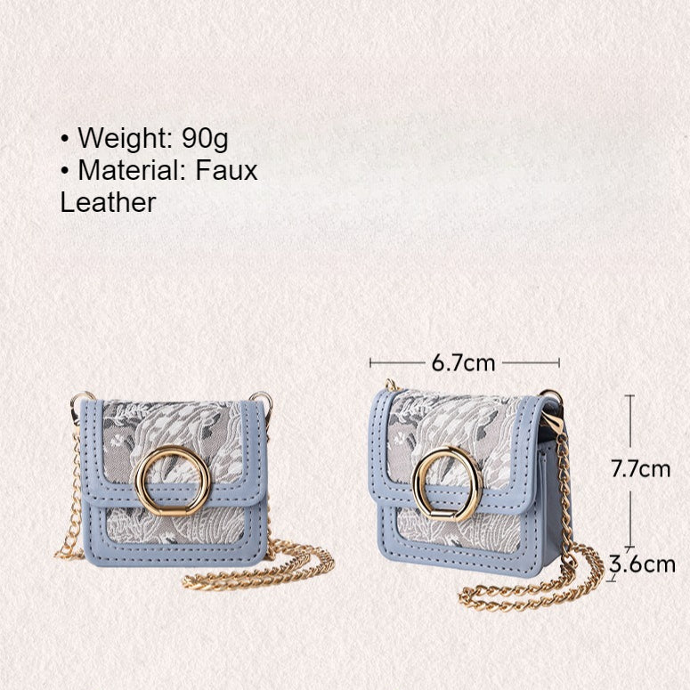 Retro Jacquard Portable Earphone Case Multi Use Blue