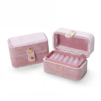 Multi Slot Velvet Ring Earring Jewelry Box Multiple Colors