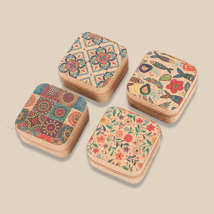 Vintage Travel Jewelry Box with Mirror Portable