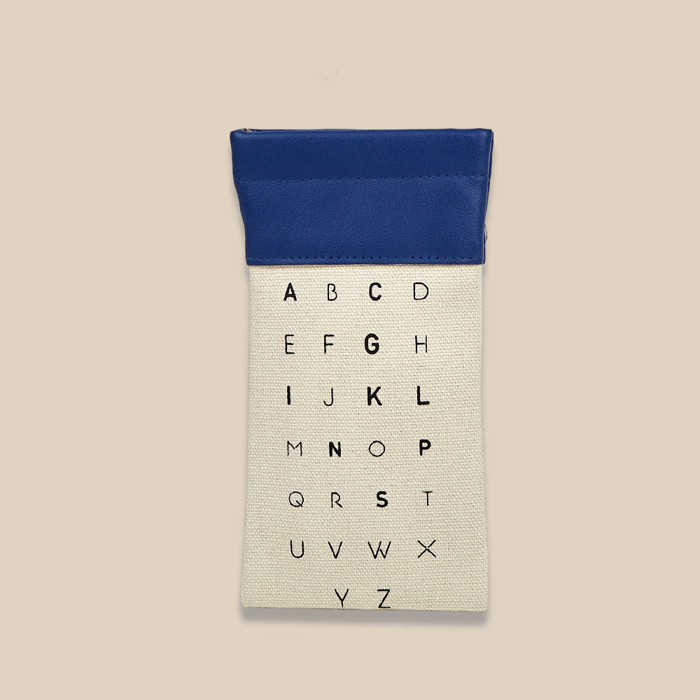 Letter Pattern Canvas Elastic Students Eyeglasses Case
