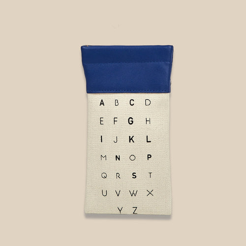 Letter Pattern Canvas Elastic Students Eyeglasses Case