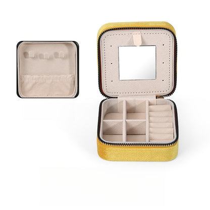 Portable Travel Earring Jewelry Box with Mirror