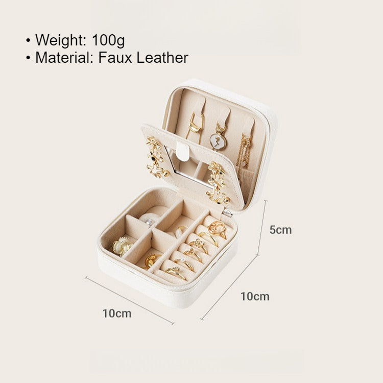 Travel Jewelry Box with Mirror Portable Multiple Colors