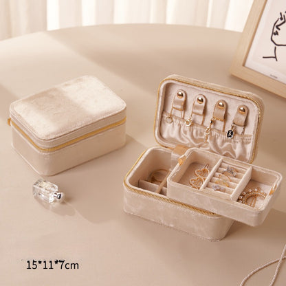 Velvet Jewelry Organizer Box Earring Ring Storage