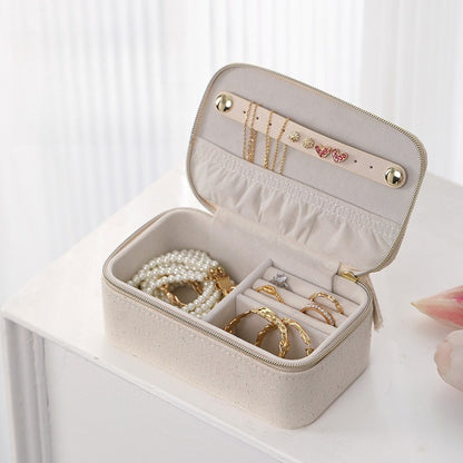 Embroidered Canvas Jewelry Box Portable Multiple Colors