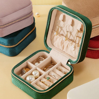 Soft Velvet Jewelry Storage Box Portable Multiple Colors
