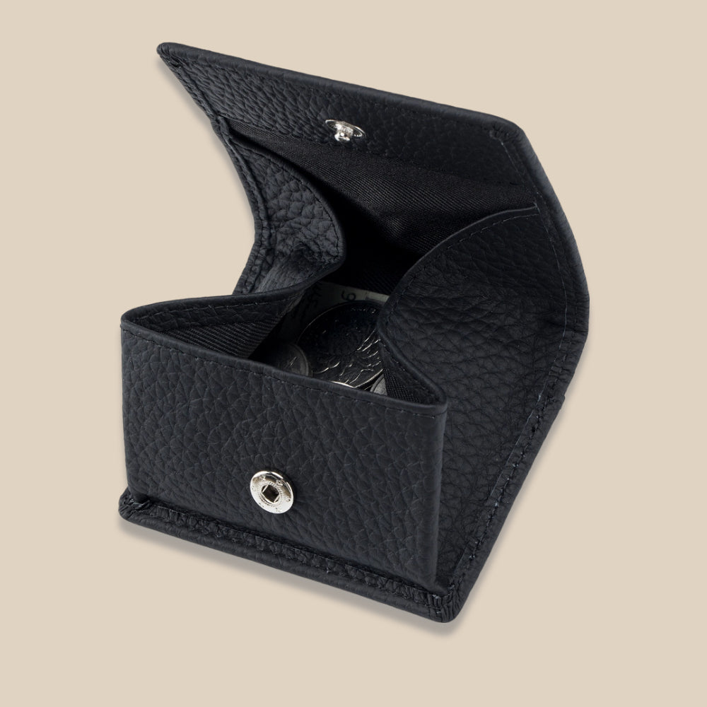Genuine Leather Mini Wallet with Snap Coin Purse