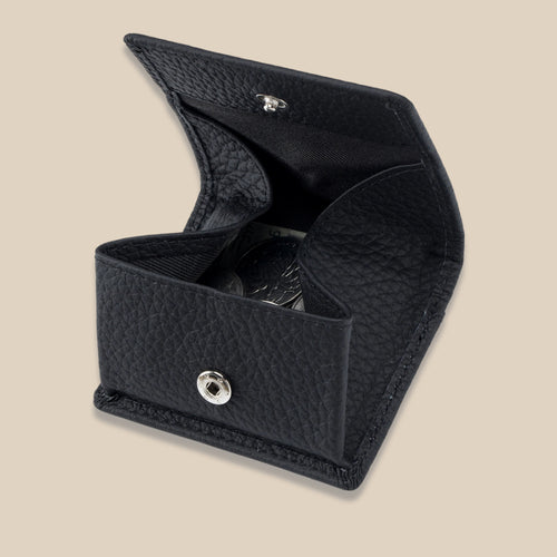 Genuine Leather Mini Wallet with Snap Coin Purse