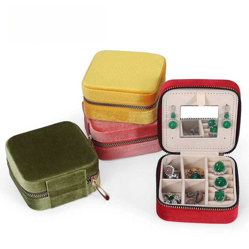 Portable Travel Earring Jewelry Box with Mirror