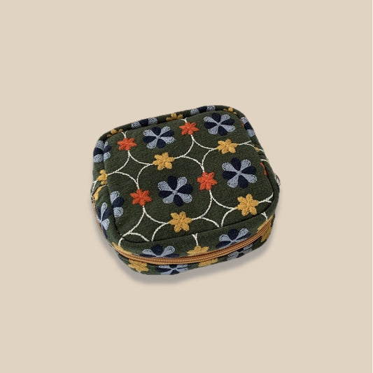 Heavy Embroidery Mini Makeup Pouch Coin Purse Organizer