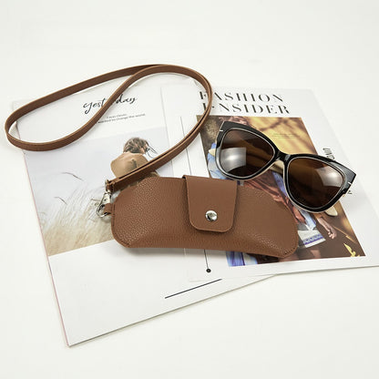 PVC Double Sided Neck Eyewear Holder Brown Portable
