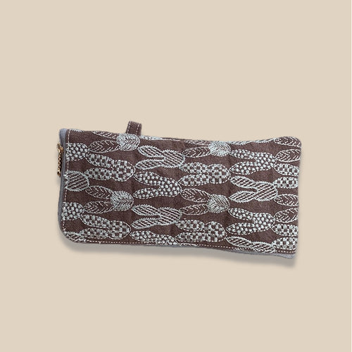 Cotton Linen Embroidered L Shape Glasses Case Pouch