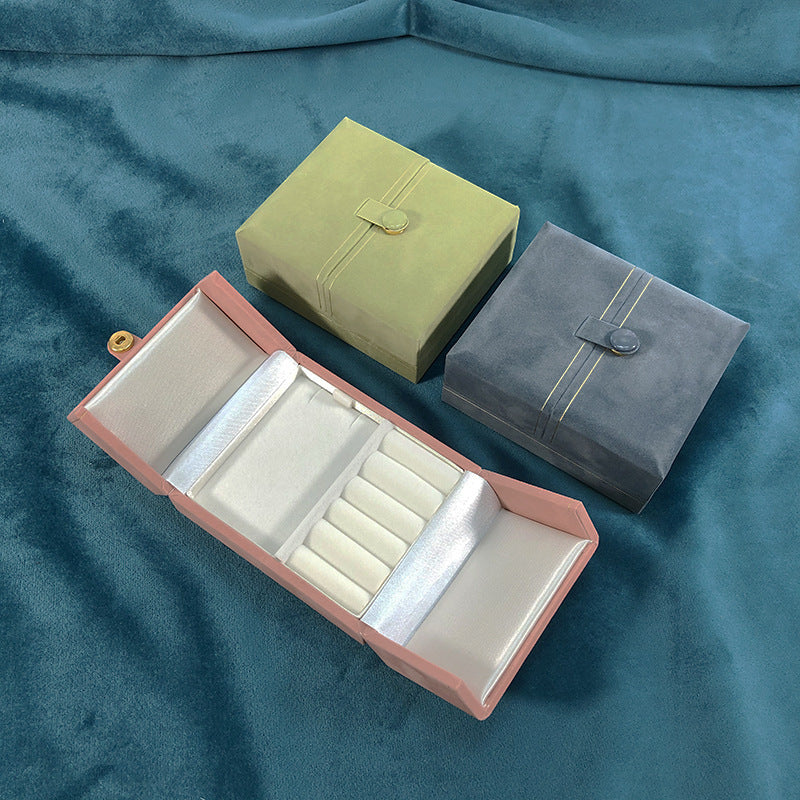 Double Door Velvet Jewelry Box Multiple Colors