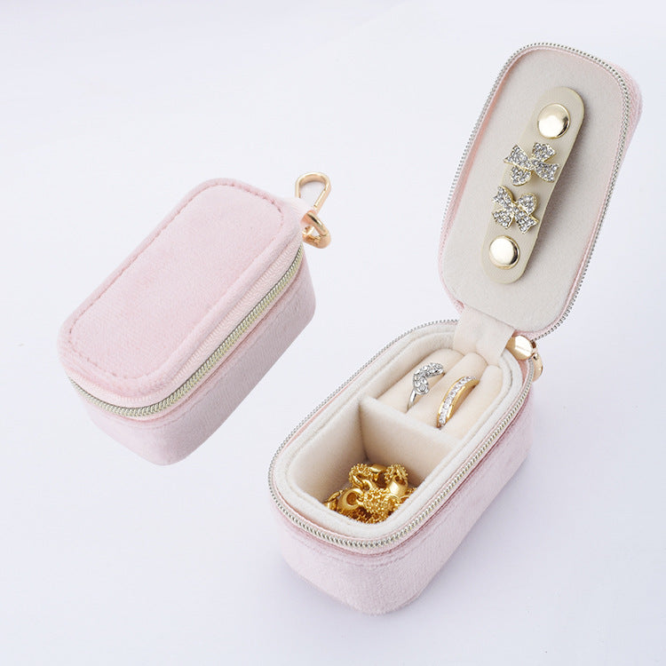 Hanging Keychain Jewelry Box Travel Mini Cute Velvet