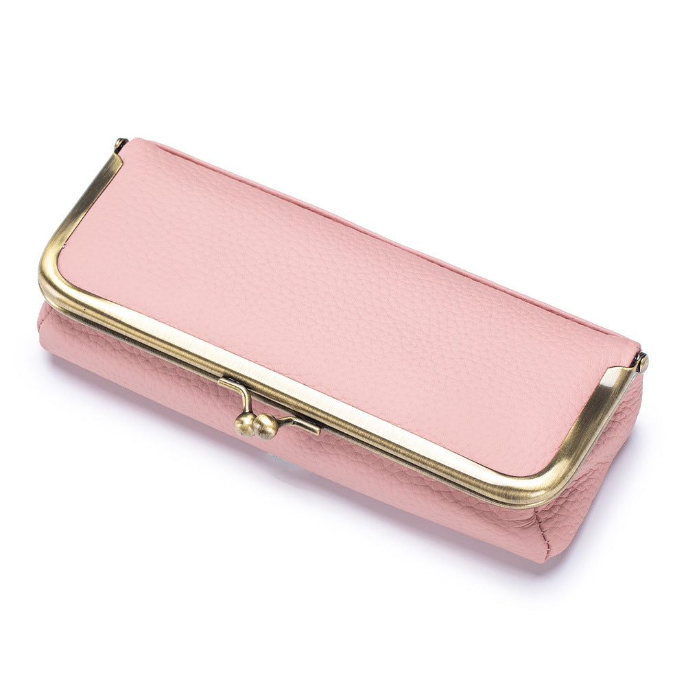 Creative Portable Genuine Leather Eyeglasses Case for Ladies