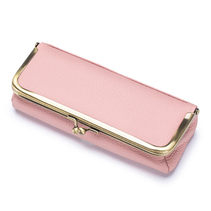 Creative Portable Genuine Leather Eyeglasses Case for Ladies