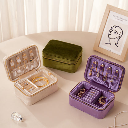 Velvet Jewelry Organizer Box Earring Ring Storage