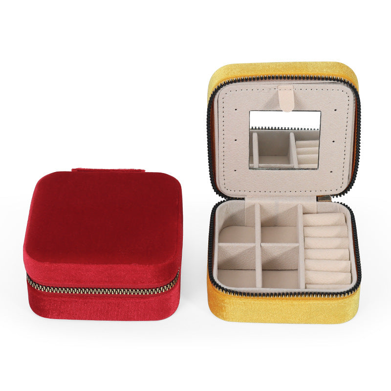 Portable Travel Earring Jewelry Box with Mirror