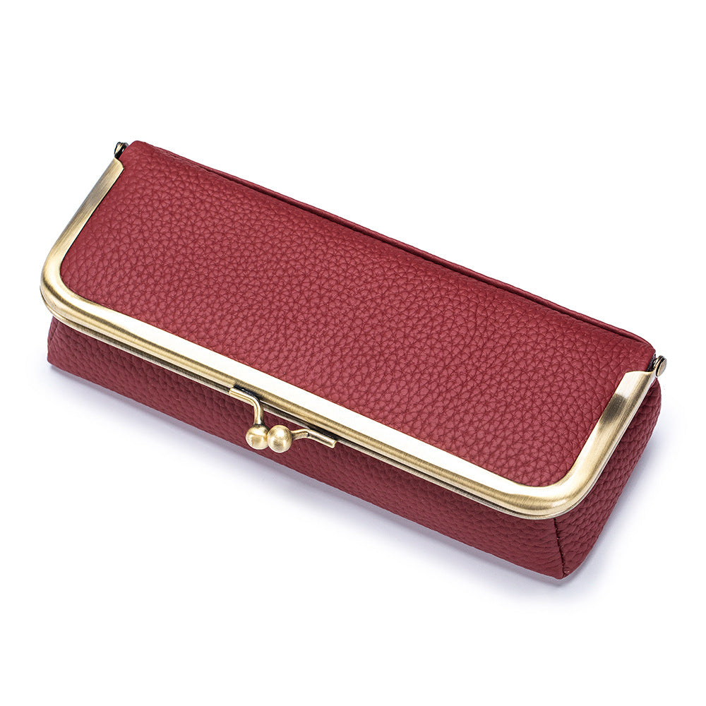 Creative Portable Genuine Leather Eyeglasses Case for Ladies