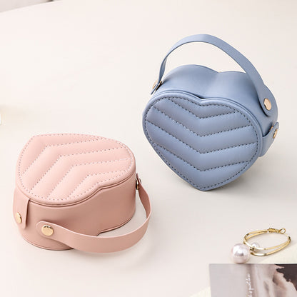 Heart Shaped Solid Color Portable Jewelry Box for Earring Ring