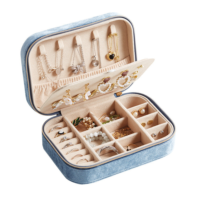 Simple Portable Velvet Jewelry Box Pearl Fleece