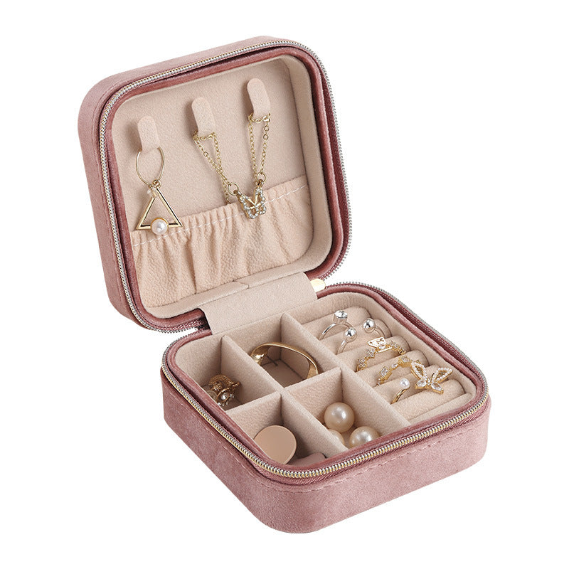 Soft Velvet Jewelry Storage Box Portable Multiple Colors