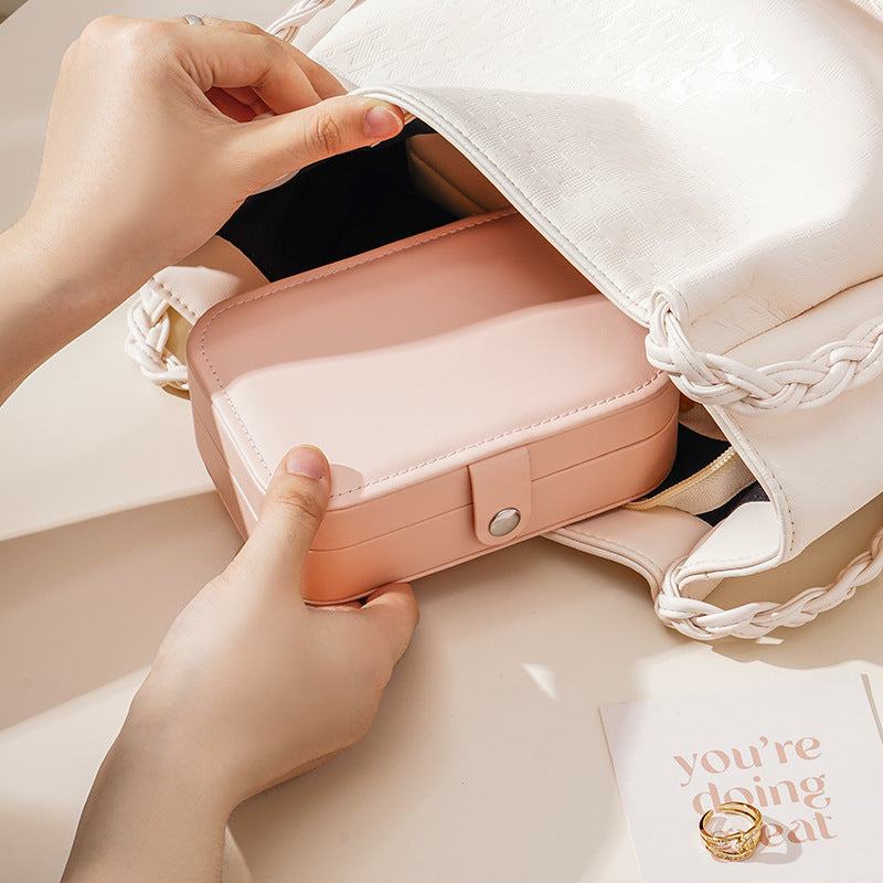 Travel Portable Simple PU Leather Jewelry Box