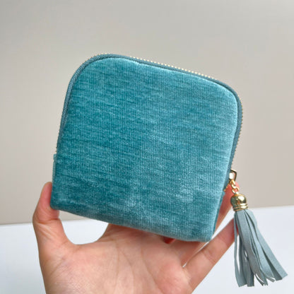 Tassel Zipper Velvet Jewelry Pouch Portable