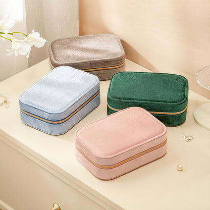 Simple Portable Velvet Jewelry Box Pearl Fleece