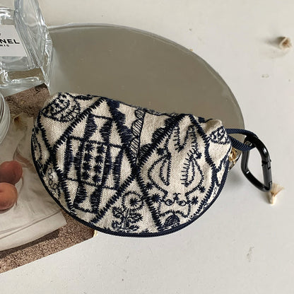Heavy Embroidery Headphone Case Pouch Multiple Colors