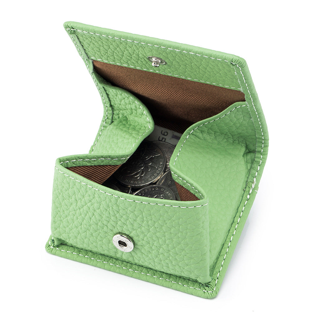 Genuine Leather Mini Wallet with Snap Coin Purse