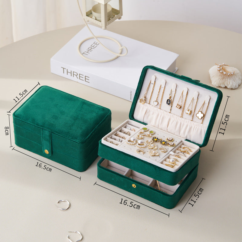 Luxury 3 Layer Velvet Jewelry Organizer Box Portable