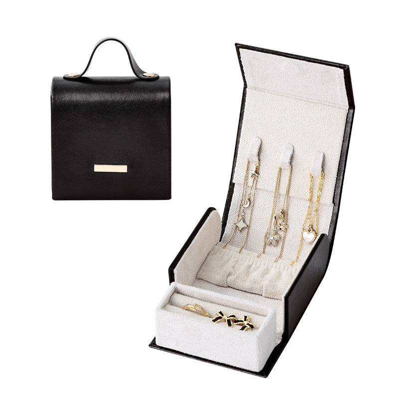 Portable Handheld Color Block Jewelry Box For Travel