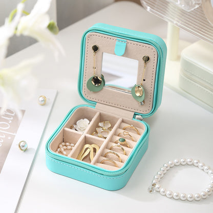 Travel Jewelry Box with Mirror Portable Multiple Colors